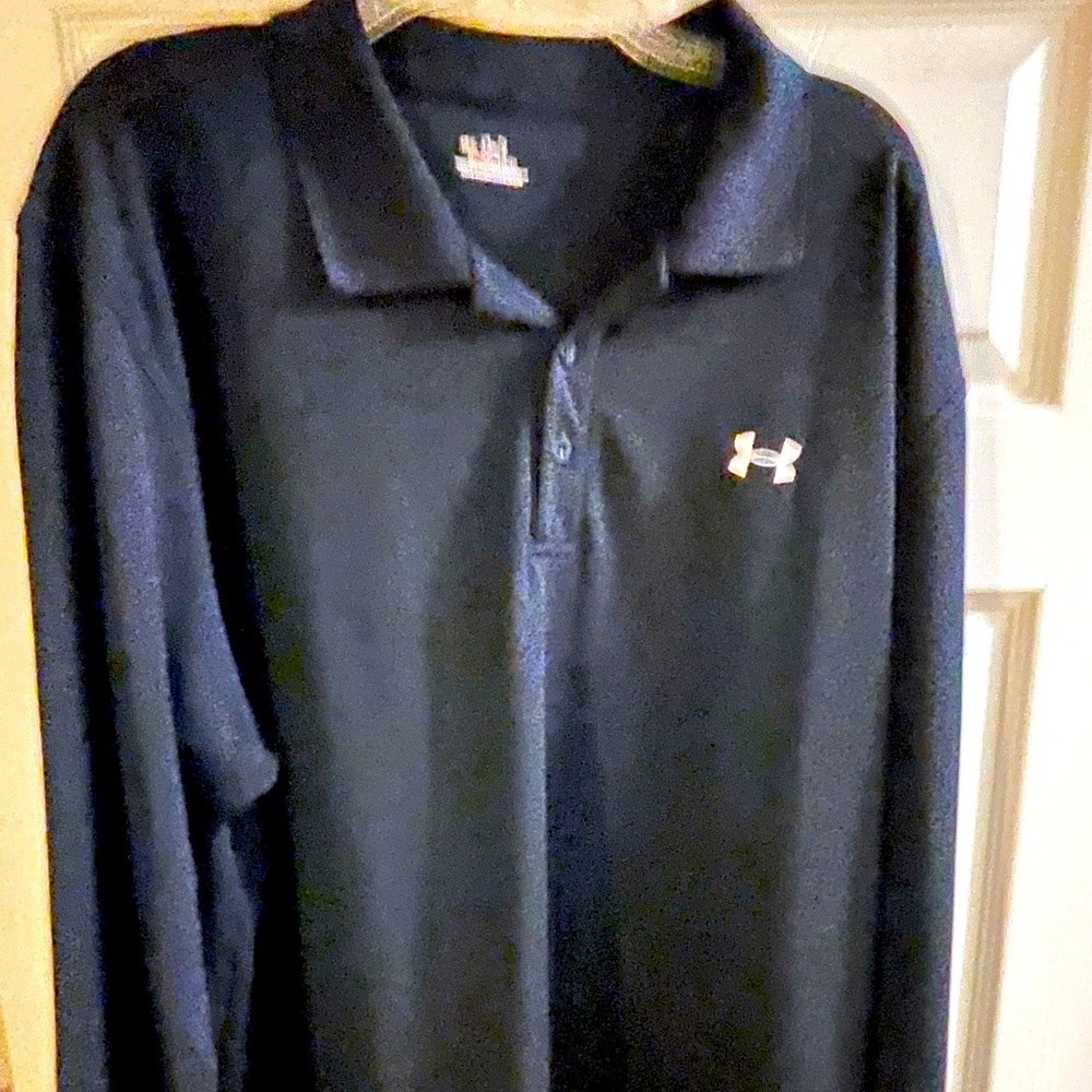 Under armor black long sleeve polo